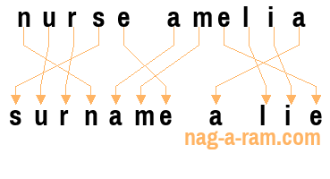 An anagram of 'nurse amelia' is 'surname a lie'