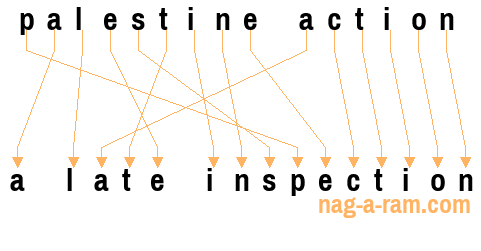 An anagram of 'palestine action' is 'a late inspection'