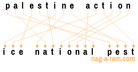 An anagram of 'palestine action' is 'ice national pest'