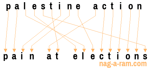 An anagram of 'palestine action' is 'pain at elections'
