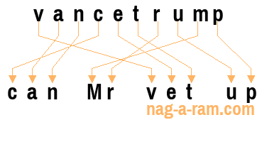 An anagram of 'vancetrump' is 'can Mr vet up'