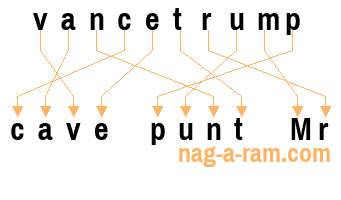 An anagram of 'vancetrump' is 'cave punt Mr'